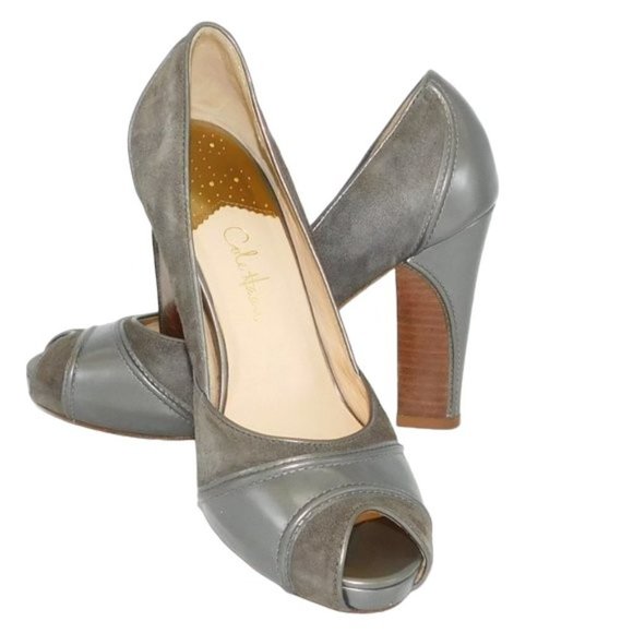 Cole Haan Nike Air Grey Suede/Leather Block Heels - Picture 1 of 12